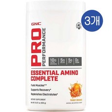 지엔씨 프로 퍼포먼스 에센셜 아미노 컴플리트 파우더 탱이 오렌지맛 GNC Pro Essential Amino Complete, 3개