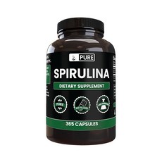 순수 성분 스피룰리나 365 캡슐 마그네슘 또는 쌀 필러 없음 항상 실험실 검증 완료 2팩