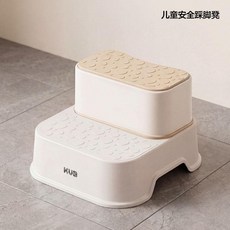 KUB 兒童安全踩腳凳 寶寶增高防滑梯 洗手檯階腳踏墊, 1個, 增高凳分层式-奶雾白, 奶霧白