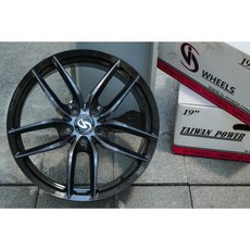 RFF02 19吋 璇壓 鋁圈 5孔108 112 114.3 MODEL Y MG HS適用 前後配, 黑鐵灰+黑金油, 1個