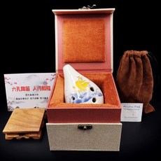 6孔AF調陶笛 滿口塤音色低沉 古典古風陶瓷六孔中音 0基礎初學小禮物 好聽好用, AF一帆風順+木底座+禮盒, 1個