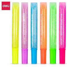 兒童畫畫塗色顏料膠水 6支裝 金蔥珠光金粉筆 亮片, 炫彩6色 每支12ml