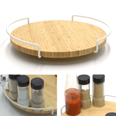 주방 양념통 수납 나무 회전 트레이 소습병 정리정돈 턴테이블 조미료 거치대