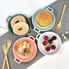 캠핑 카페 앞접시 파스타 원형 스타접시 팅 set 디저트 에밀리와 4p, 에밀리와 스타접시, 카키그린 4P(대)