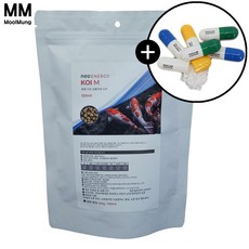 네오 에너지 코이 M 500ml 200g 네오 캡 리무버 24정포함 열대어 관상어 중형 금붕어 잉어 사료 먹이 밥, 1개