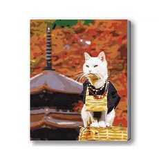 MANTO 台灣製造 大尺寸 DIY數字油畫 50x65cm 貓咪狗狗萌寵 初學者專用, 京都貓貓寺, 1套