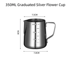 350-550ml 스테인레스 스틸 꽃 컵 두꺼운 뾰족한 입 규모 우유 거품 탱크 커피기구, 01 350ml