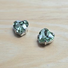 8MM 하트 글라스 캡보석 30개, 페리돗트 백금도금