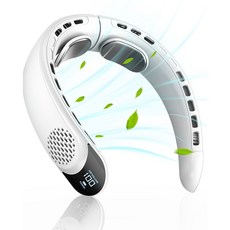 SmartGo 무선 휴대용 넥밴드 선풍기 저소음 목걸이 선풍기 아이스 냉각 3단 에어컨선풍기, 화이트, S8