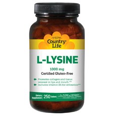 Country Life L-賴氨酸 1000 毫克片劑無糖無麩質, 250 件, 1個