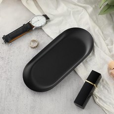 모던 스타일 대형 다용도 스테인리스 타원 액세서리 트레이, 블랙