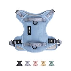 2026 뉴 에디션 Fei & Eve 클래식 강아지 하네스 - 퀵 릴리즈 버클 | 3포인트 당김 없는 컨트롤 튼튼한 900D 나일론 이중 안전 핸들 통기성 메시 조절 가능한, 황혼 블루