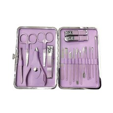 WIDE VIEW(9225-18) 專業美甲工具組 不鏽鋼材質 多功能美甲護理, 1個, 紫色