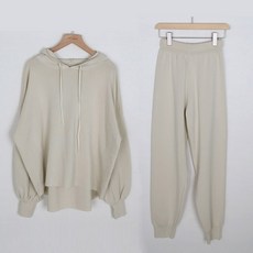 마이시즌 여성용 가드닝 후드 니트 상하 세트