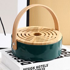 세라믹 모기향 거치대 케이스 연소기 트레이 모기퇴치 홀더 받침대 해충퇴치 스탠드 감성 캠핑 낚시, 딥그린