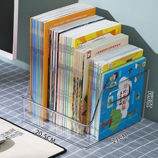 H嚴選好物桌上書架，桌上置物架，幼兒書架，兒童繪本讀物收納神器，小型雜誌架，亞克力透明牛津樹整理盒, 透明繪本收納盒小號-1件裝, 1個