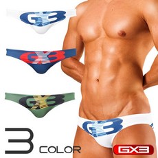 GX3 夏日水泳GLOSS TOUCH 經典大LOGO競速比基尼泳褲 亮澤觸感運動三角泳褲 附鑰匙圈, 白,S