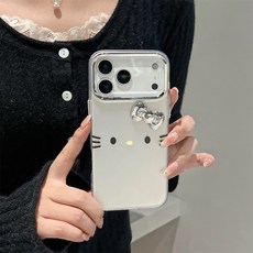 올데이인 입체 리본 지비츠 캣 반투명 아이폰 케이스 고양이 키티