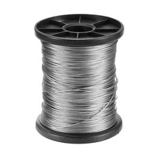 uxcell 132인치0.8mm 400피트122m 304 스테인리스 스틸 케이블 와이어 로프 7 x 스트랜드 코어 항공기 와이어건설용 릴 포함 야외 해상 리깅 데크 난간, 3/64" x 250ft, 1