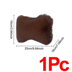 1Pc 겨울 자동차 목 베개 플러시 좌석 휴식 탄성 머리 받침 쿠션 컴포트 따뜻함 인테리어 액세서리, 01 빠른, 03 Dark Brown-1Pc