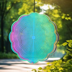 그라디언트 만다라 바람 회 전스테인레스 스틸 Whirligig 종소리 Suncatcher 정원 장식 풍차, [01] 옵션1