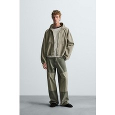 [국내발송] ZARA 남성 워싱 후드 점퍼 - 카키 360755