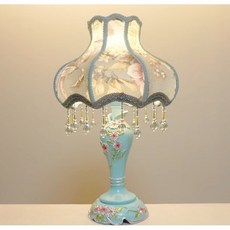 고풍스러운 앤틱 스탠드 조명 레이스 무드등 인테리어 탁상 램프 화이트 / 블루 / 레드 / 골드, 올리비아민트(전구포함)