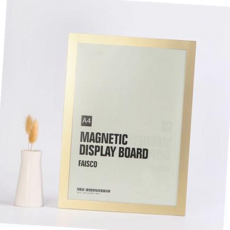 액자게시판 심플디자인 자석게시판 벽부착 다용도 액자 안내판 A4, A4(골드)