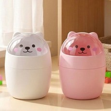 [신학기 인테리어]행플마켓 테이블 미니 휴지통 1+1 세트 책상용, 화이트+핑크