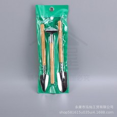 不鏽鋼園藝三件套組 迷你櫸木鏟 多肉種植工具 盆栽移植園林鏟, 1個, 高檔-迷你三件套