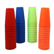 부승 스택킹컵 스포츠용 12입 실리콘스태킹컵, 레드, 1세트, 레드