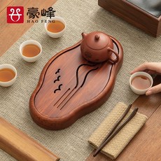 豪峰 花梨木實木茶盤，簡約復古排水設計, 1個, 【花梨木海棠茶盤】30*17cm