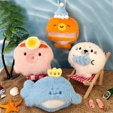 바다생물 캐릭터 인형 열쇠고리 4종 해양동물 고래 물개 문어 가방장식 백참, 오션 프렌즈 인형키링-04.니모