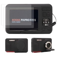 Kodak Pixpro FZ55 전용 카메라 케이스 핑크 실리콘 보호 커버 액세서리가 있는 슬림핏 디자인 (핑크), 블랙