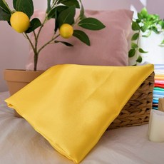 CRT 003 탐나요 대폭 공단 원단 새틴 패브릭 반짝이는 샤틴 식탁보 돌상 천, 1개, 옐로우