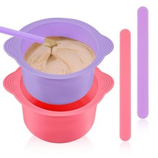 YBEATY 왁스 워머 라이너 멜트 워머 실리콘 냄비 그릇 교체품 재사용 가능 세척이 쉬운 논스틱 어플리케이터 제모용 왁스 주걱 스틱 포함 (퍼플 + 핑크)