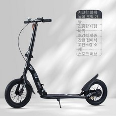 새벽의선물 수동킥보드 퀵보드 성인 스쿠터 성인용킥보드, 1개, 어린이용 무광 블랙 스포크 휠 펌프