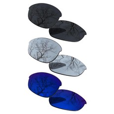 ToughAsNails 오클리 OO9144 하프 재킷 2.0 팩-BSB6용 편광 교체 렌즈 3쌍 307810, Black & Silver Chrome & Midnig, Black & Silver Chrome & Midnig
