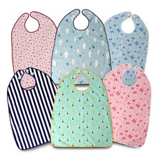 더해피 핸드메이드 병원 노인 환자 간병 요양 위생 방수 성인용 턱받이, 성인턱받이_버튼형:리본(스카이), 1개