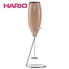 HARIO 電動奶泡器附支架 CZ-1BR 新款咖啡色，輕鬆製作綿密奶泡，享受專業級咖啡體驗, 咖啡色
