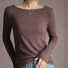 Couchsurfing 여성 슬림핏 원숄더 모달 긴소매 티셔츠