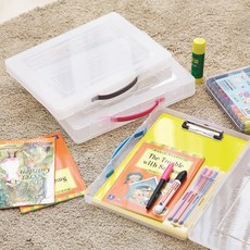 소호리빙 투명 플라스틱 손잡이 화일케이스 A4 30mm, 1개, 핑크