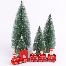 에코스윗 크리스마스 장식 미니트리 4종 기차 소품 세트, 5개, 스노우그린+기차