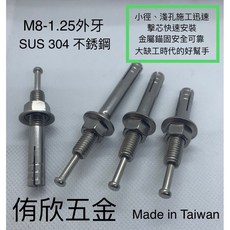 侑欣五金 槌釘式膨脹螺絲, 1個, 不鏽鋼,M8x70, M8x70