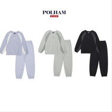 폴햄키즈 공용)우븐배색 맨투맨 조거팬츠세트
