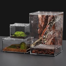 파충류 사육 상자 아크릴 거미 도마뱀 전갈 등반 애완 동물 투명 곤충 통기성 테라리움, 15x15x25cm, 1개