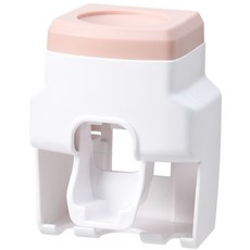 新款北歐素色多功能牙膏架免打孔壁掛自動擠牙膏器牙刷掛架, 1個, 粉色:1個