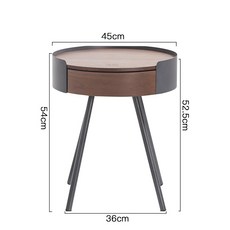 圓形床頭櫃 簡約邊幾 實木茶几 44x54cm, 詳見包裝, 詳見包裝, CT-531胡桃木色 金屬灰色款