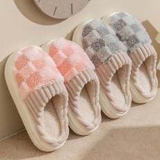 체스 방한 겨울 털 슬리퍼 실내화 층간소음 거실실내화, 남성용-브라운, 1개