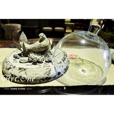 歐式仿古鴿子玻璃盤擺飾，精緻居家裝飾品，提升空間質感，晶瑩剔透玻璃材質，易於清潔，多功能收納擺盤, 矮